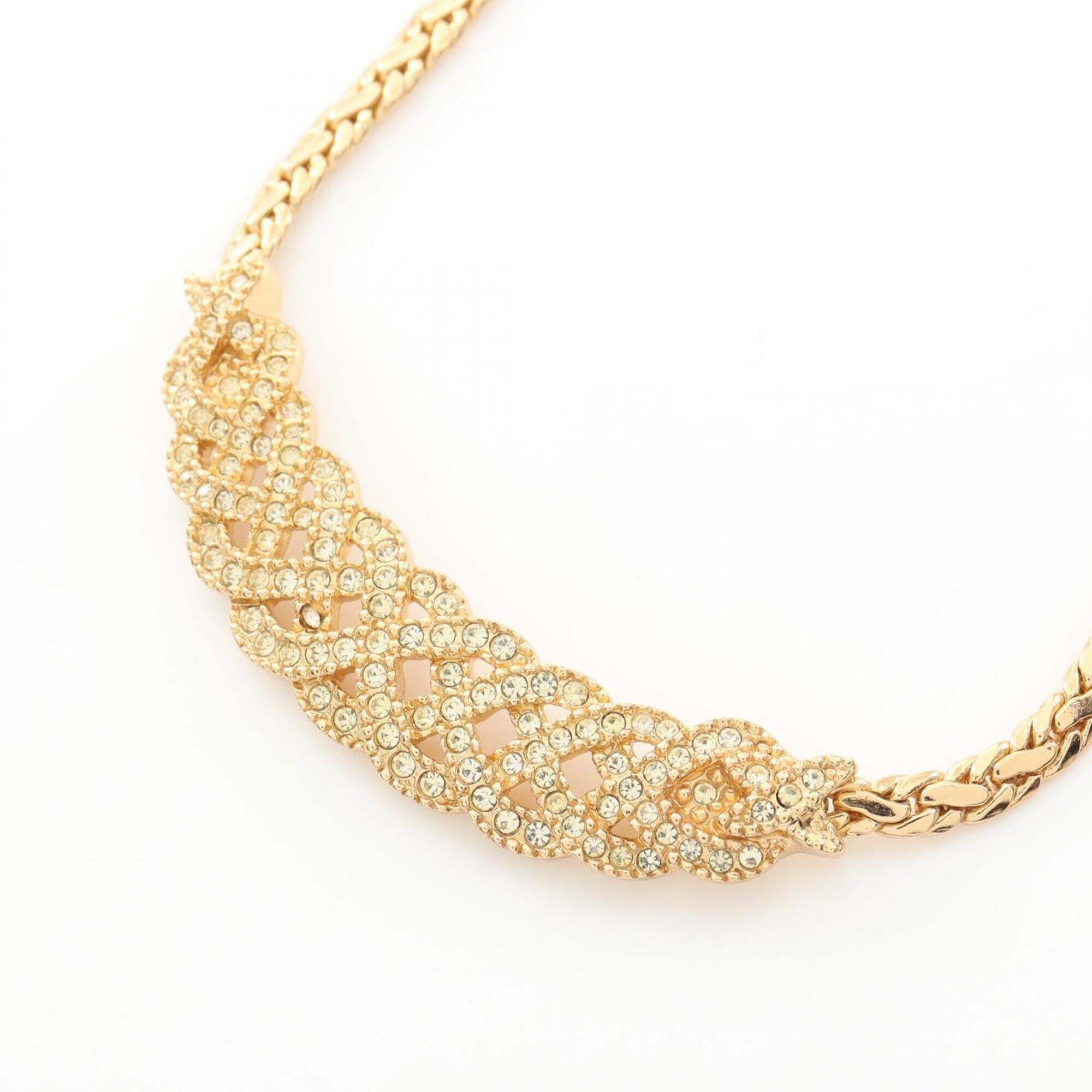 Christian Dior Dior Necklace, Gold-Plated (Gp) Rhinestone Necklace For Women,...